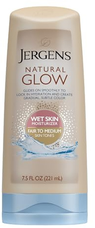 Jergens Natural Glow Wet Skin Moisturizer, Fair to Medium Skin Tones, 7.5 Ounce (Medium - Tan)