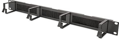 DIGITUS Kabelbytarpanel med rörgenomföring - 1U - 4 styrfästen 44 x 60 mm - 19 tum - För nätverkskabinett och nätverkskablar - Svart