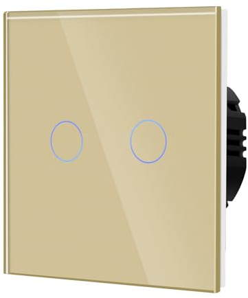 BSEED Dimmer brytare för LED-lampor Dimamble lampa krävs härdat glaspanel för vägg touch ljusbrytare 2 gäng 1-vägs guld