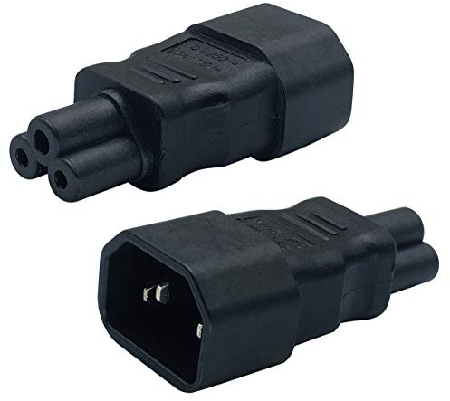 AAOTOKK IEC 320 C14 to C5 AC Adapter, 10A 125V IEC 3Pole Male to Mickey Mouse 3Pole Female Power Adapter,C5 to C14 AC Converter for Mickey Mouse Laptop Receptacle Converter (2 Pack-C5 to C14)
