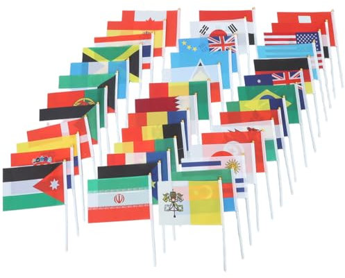 40 Countries International World Stick Flag Country Flags Flags of The World Poster Game Corner Poguelandia Flag Of The Poster 2025 Hand Held (40 Random Pattern)