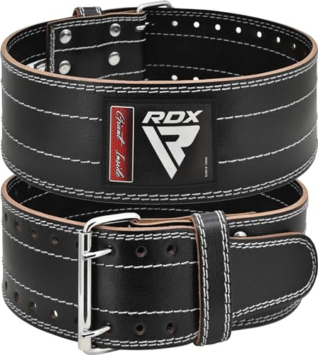 RDX Gimnasio Cinturon Musculacion Powerlifting Entrenamiento, IPL USPA Aprobado, 6mm Cowhide Cuero Lumbar Doble Hebilla Peso Levantamiento Cinturón para Gym Fitness Ejercicio De Físico Deadlifts