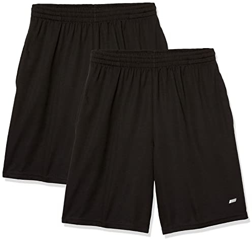 Amazon Essentials Herren Sportliche Basketball-Performance-Tech-Trainingsshorts mit Lockerer Passform, 20,3cm Beininnenlänge, 2er-Pack, Schwarz, 5XL Große Größen