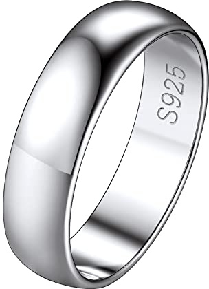 Suplight Anillo Banda Fino Plata de ley 925 Anillo Compromiso Parejas Tamaño 6.75-27.5 Joyeria Minimalista Mujer