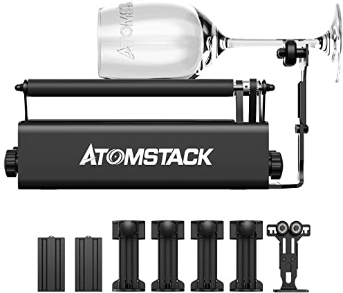 ATOMSTACK R3 Pro Engraver Rullo Rotante, Incisore asse Y Rullo Rotativo per Incisione a 360° Oggetti Cilindrici con 4 Colonne di Alzamento, 2 Albero di Supporto e 1 Telaio di Supporto