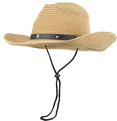 CaySep Straw Cowboy Hats for Toddler Girls Boys Summer Sun Hat Belt Buckle Cowgirl Western-Hat for Kid 2-4 Years
