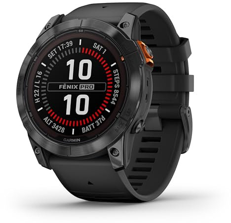 Garmin fēnix 7 GPS 47mm Smartwatch, Multisport, Advanced Health & Training Features, Touchscreen & Buttons, up to 18 days battery life, Graphite, Black/Slate Grey