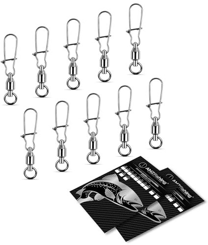 AMZfishing NEU 10x Kugellager-Wirbel mit Fast-Lock | Karabinerwirbel Angeln | Wirbelsortiment | Wirbelset | Wirbel Angeln | Angel Wirbel | Angelwirbel Set | Angeln Wirbel (10 Stück, DL #4/45kg)