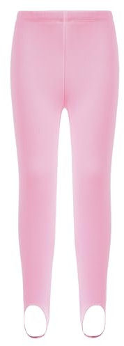 HULIJA Kinder Mädchen Sport Leggings Lang Fleecefutter Sporthose Steigbügelleggings Tanzhose Gymnastik Ballett Wettkämpfe Rosa 158-164