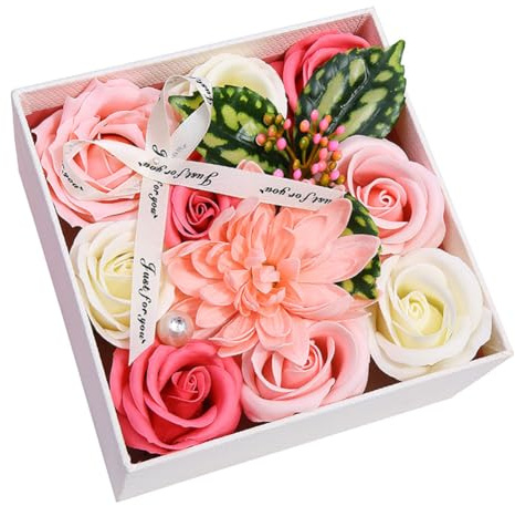 Caja de regalo de flor de jabón de rosa artificial, pétalo de rosa perfumado para baño, decoración de flores para regalo de flores para boda, día de la madre, día de San Valentín, día del maestro