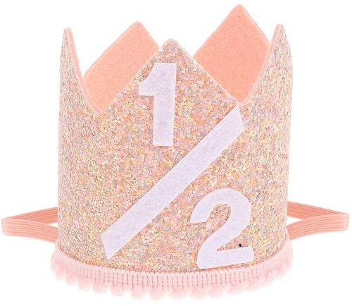 JOINPAYA Kindergeburtstag Partyhut Krone: 9,20 x 8,00 x 8,00 cm Die Halbe Geburtstagshut Requisiten Geburtstagskrone Für Mädchen 1/2 Geburtstagshut Geburtstagskrone Polyester Kleinkind Zylinder Kuchen