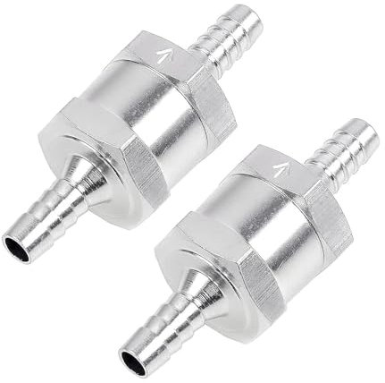 2 Stück Rückschlagventil, Rücklaufventil, Rückschlagventil Schlauch, Kraftstoff Rückschlagventil, Aluminium Ventil Rückschlagventil, Für Benzin Wasser Chrom Auto Auto Niederdrucksystem (8Mm)