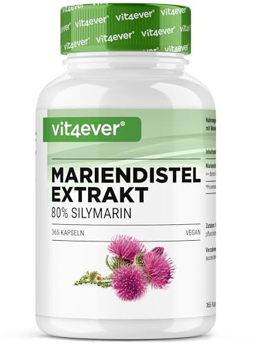 Estratto di cardo mariano 365 capsule da 500 mg ciascuna - contenuto di silimarina all'80% - fornitura per 12 mesi - dosaggio elevato - vegano