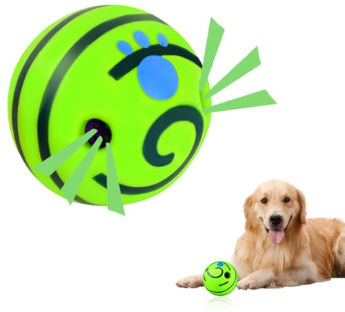 Futuhada Pelota de Juguete para Perros, Juguete Interactivo para Perros, Pelota Wag Giggle Una risita Divertida de Caucho Natural Resistente Cuando se enrolla o se agita 11 cm