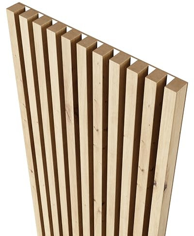 MEBANO Panneaux Acoustiques MDF 4x (18,5x240 cm) Chêne Artisan sur Plaque Blanche – Panneaux Muraux Bois Décoratifs