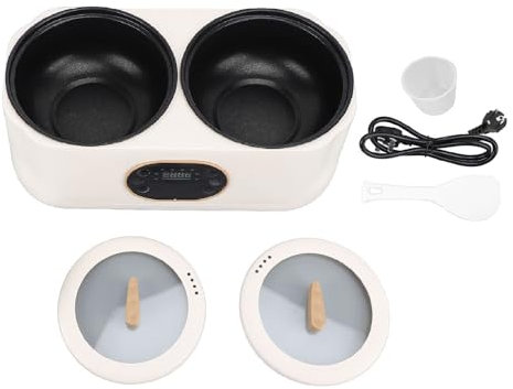 Olla de Cocción Lenta Doble 2 en 1, Servidores de Buffet de Olla Caliente Eléctrica y Calentador con 2 Ollas de Cerámica Extraíbles Aislamiento Inteligente Automático