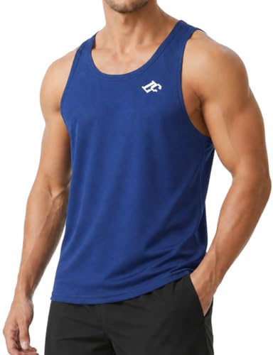 Camiseta sin Mangas para Hombre, para Entrenamiento atlético, de Secado rápido, con Espalda en Y, para Culturismo, Gimnasio, Chaleco Muscular Azul Marino M