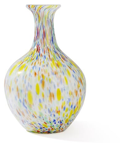 Vaso rotondo in vetro soffiato a mano in stile murano, 31,8 cm di altezza, a bocca larga, per caminetto, tavolo da pranzo, centrotavola, ingresso, soggiorno, decorazione per matrimoni, decorazione per
