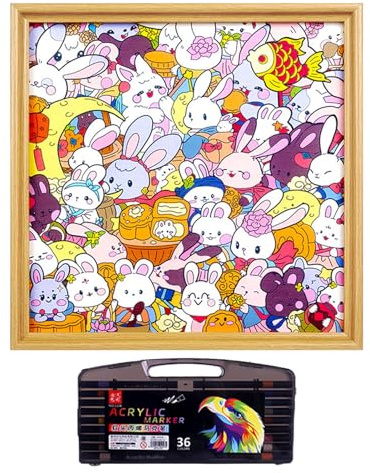 Tanakeji Jeux De Puzzle pour Adultes - Cadre Photo Lapin Artisanal,Jeu De Coloriage Voyage Peint À La Main | pour de 6 à 12 Ans Garçons et Filles Cadeaux Noël Anniversaire