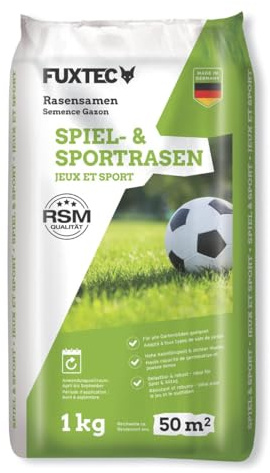 FUXTEC Semi per prato FX-RSSP1 – miscela per gioco e sport – prato resistente e calpestabile – alta germinazione – 1kg per 50 m² – ideale per nuove semine e rigenerazioni