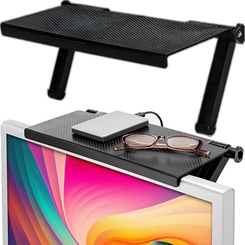 Retoo Bildschirm Oberes Regal TV Top 35x16,5 cm Wandregal Schweberegale Freischwebend Büroregal Board für Deko Bilderrahmen Bücher Bilder Wohnzimmer Schlafzimmer Schwarz