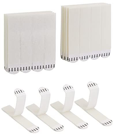 QWORK® 32-Paare (64 Streifen) Klebenagel für Bilderrahmen Bilder Aufhängen Ohne Bohren, Große Posterstreifen Klettband Bildaufhänge 93 x 19 mm