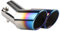 ETOPARS 63mm Auspuffblende Auto Universell Auspuff Schalldämpfer Endrohr Edelstahl Auspuffrohr Endschalldämpfer Auspuffendrohr Doppel Auslass Biegen Blau