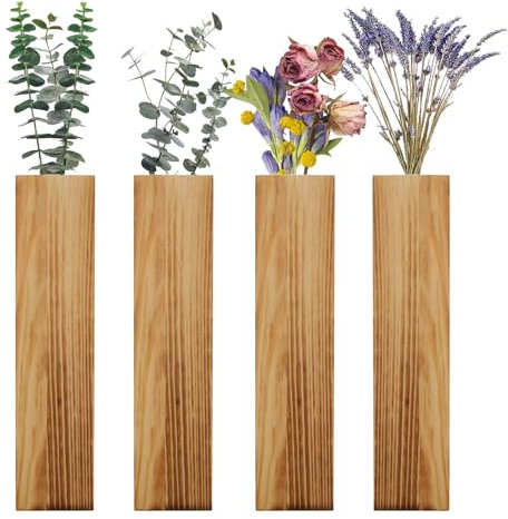 Acrux7 Wandvasen aus Holz, natürliche Wand-Pflanzgefäße, Innen-Holz-Wanddekoration für Wohnzimmer, Schlafzimmer, moderne Bauernhaus-Holztaschen-Wandvasen für getrocknete Blumen, künstliche