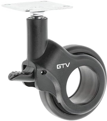 GTV - Ruedas para muebles STRADA | Ruedas giratorias | Ruedas para muebles | con freno | Diámetro 60 mm | De plástico y acero | Negro