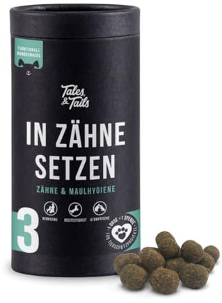 Tales & Tails In Zähne setzen Zahnpflege-Snack für Hunde, Allergiker geeignet, Getreidefrei - 1 Dose 325g