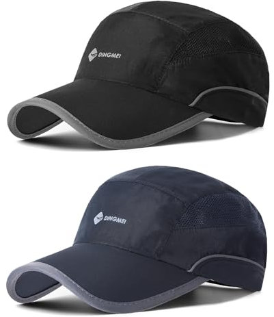 AYPOW Lot de 2 Casquette Homme Baseball, Ultralégère Pliable Sport Outdoor Casquette Running Homme, Casquette Homme Noir per Running Golf Cyclisme Randonnée