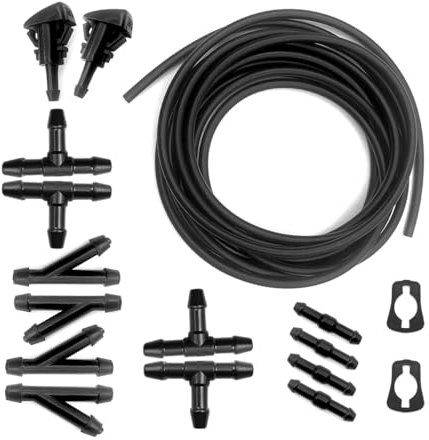 Adunsiaoto 13 Pieces Windshield Washer Fluid Hose, Universal Windscreen Wiper Connector Kit, Universal Front Glass Windscreen Wiper Hose with Connectors Y I T Type Automotive Accessories