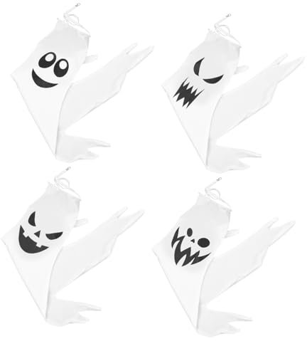 Kisangel Bandera Fantasma Brillante 4pcs Decoración De Halloween Mangas De Viento Decoraciones Colgantes