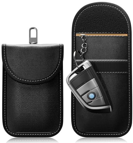 FOAMO Keyless Go Lot de 2 étuis de protection pour clés de voiture avec blocage RFID, noir et blanc