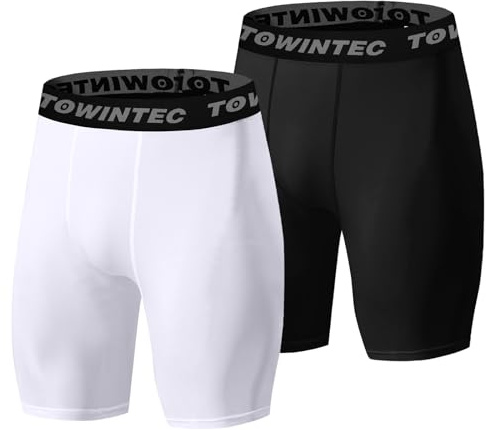 Towintec Mallas Cortas Running Hombre Pantalones Cortos de compresión Polainas Cortos de Transpirable Secado Rápido Mallas de Atletismo Base de compresión con Entrenamiento Deporte Fitness