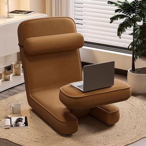 Konvertibel Sovstol Med Kudde, Lazy Soffbädd Videospelstolar Med Ryggstöd, Enkel Utfällbar Stolbädd Med Minneskum, Perfekt För Meditation, Läsning(Bruin)