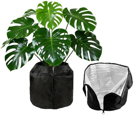 45*50cm Sac antigel pour plantes en pot, Housses thermiques pour pots de plantes, Sac de Protection pour Pot de fleur,Housses isolantes pour pots et racines, avec cordon de serrage et fermeture éclair