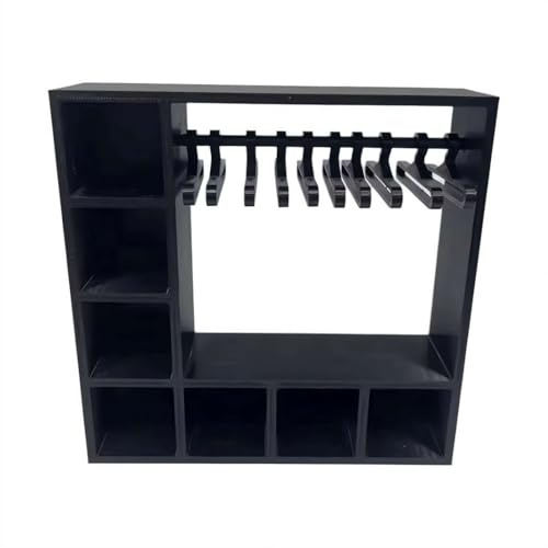 Mini-Puppenkleiderschrank mit 10 Kleiderbügeln – Aufbewahrungsschrank für Puppenkleidung, kompakter Organizer mit Stange und Fächern, Kleiderschrankzubehör (Schwarz)