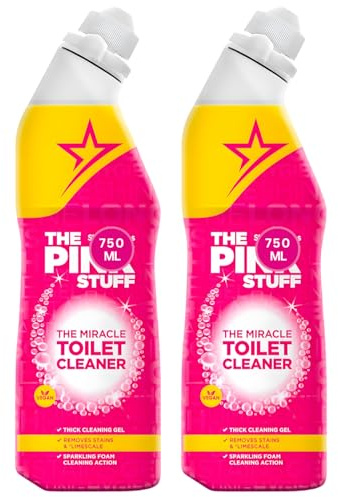 Pink Stuff Miracle Toilet Cleaner Gel 750ml x2 Thick Toilet Cleaning Gel That Removes Tough Stains & Limescale, Sparkling Foam Action, Powerful Bathroom WC Cleaner, Clean, Vegan & Cruelty Free