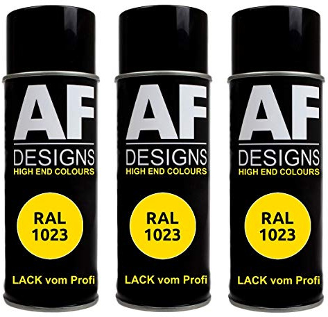 Alex Flittner Designs 3X Ral Pintura en Espray Pintura Coche Laca Colorida Lata de Aerosol RAL1023 Amarillo Tráfico Brillante