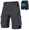 Cycorld MTB Hose-Kurz-Herren-Fahrradhose-Gepolstert, Schnelltrocknende MTB Shorts Radlerhose Atmungsaktiv Radhose Herren Kurz mit Verstellbaren Klettverschlüssen(Dark Grau, L)