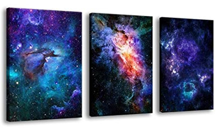 ZHONGYUTONG Nebel Galaxie Kunstdruck auf Leinwand mit Rahmen 3-teilig Universum Wandbild Weltraum Wanddekoration Astronomie Sternenhimmel Kosmische Malerei für Zuhause Büro (30x40cmx3 Stück)