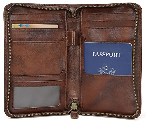 Polare Reisepasshülle aus Vollnarbenleder für Herren, RFID-blockierend, Reisebrieftasche für 4 Reisepässe, Kaffee, Minimalistisch