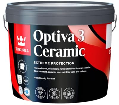 TIKKURILA Optiva 3 - Durable Super Flat Matt Paint For Walls & Ceilings - Zero VOC, Scrubbable, Easy To Clean - 3 Litres