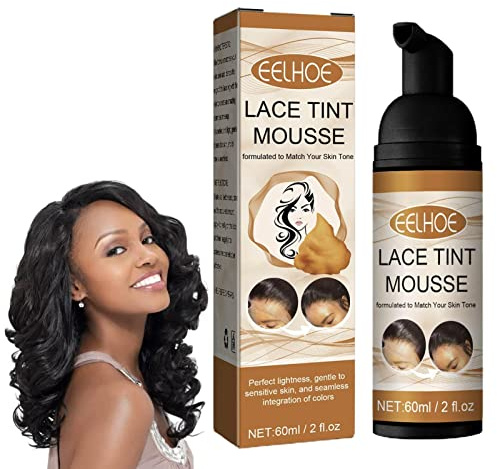 Voiakiu Tinte Encaje - Mousse para el Cabello Que se derrite con Tinte Encaje Seguro y Conveniente,2 FL. oz Mujeres Corrector para Cabello Pelucas Tupés y Postizos Acabado Natural