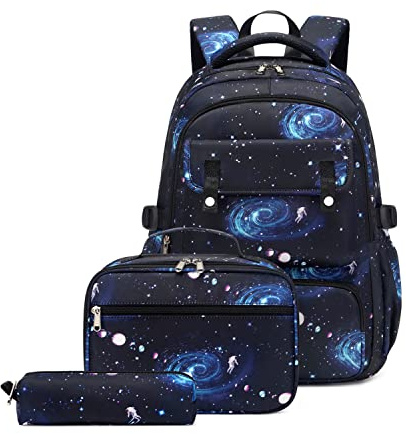 Sac à dos d'écolier à imprimé galaxie pour garçons Sac à dos pour l'école primaire, 3 pièces-a1-galaxy 01, 3Pcs Backpack Set, Sac à dos, voyage