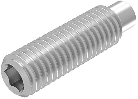 SECCARO Tornillo roscado con hexágono interior y espiga M6 x 20 mm, acero inoxidable V2A VA A2, DIN 915/ISO 4028, 20 unidades