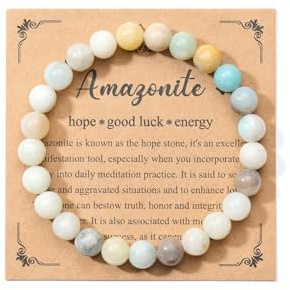 CrystalTears Crystal Bracelet for Women 8mm Amazonite Healing Crystal Gemstone Beaded Bracelets Natural Stone Womens Bracelet Jewellery Gifts for Women Mum Christmas Birthday