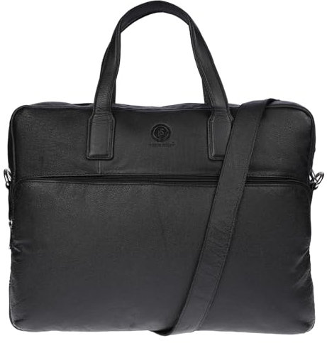 Christian Wippermann große echt Leder 15,6 Zoll Laptoptasche für Herren und Damen Aktentasche Umhängetasche (Cognac)