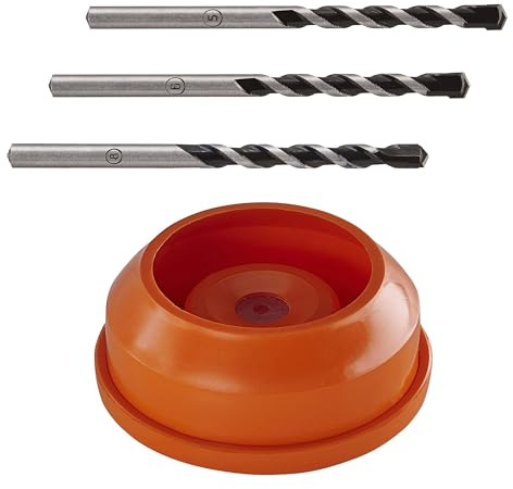 wolfcraft Betonbohrer-Set Professional 4-tlg. – Hartmetall-Bohrer mit Staubfänger für staubarme Bohrungen in Beton, Mauerwerk, Naturstein und Kunststein – 5, 6, 8 mm, präzise Spitzen